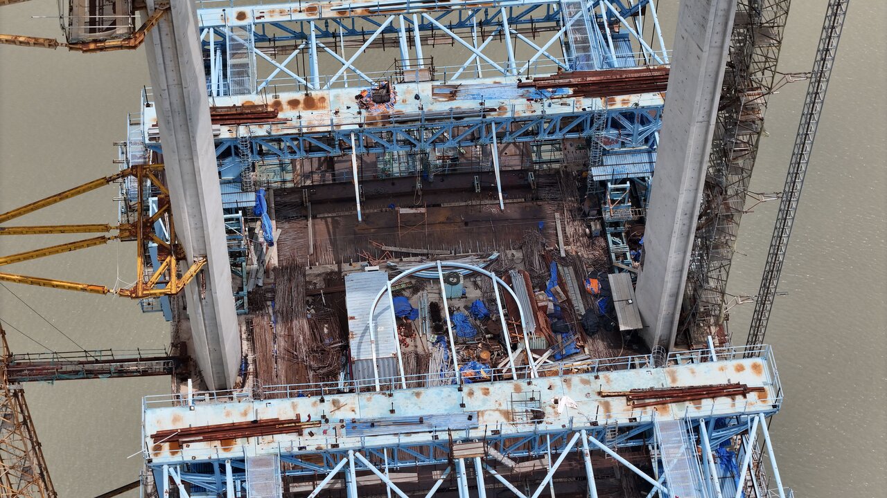 Heavy civil construction crew working on an infrastructure project